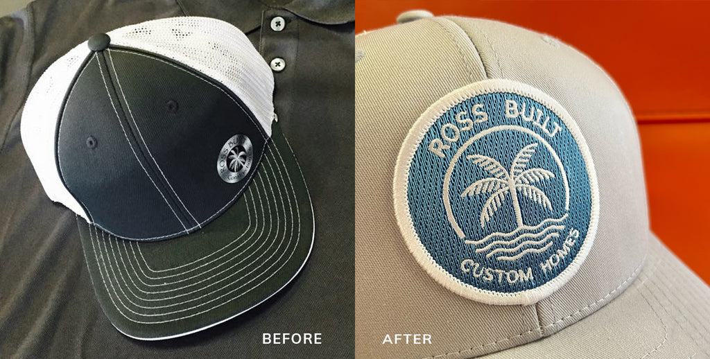 Before and after photo of hats
