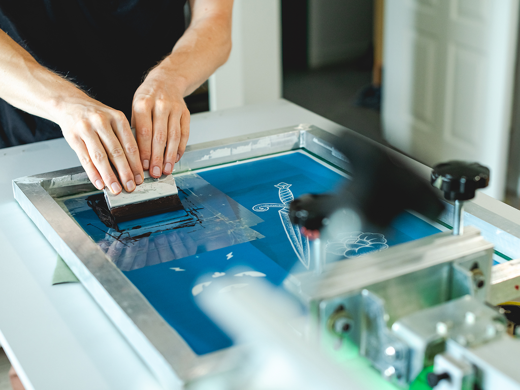 Screen Printing t-shirt process at Salty Printing