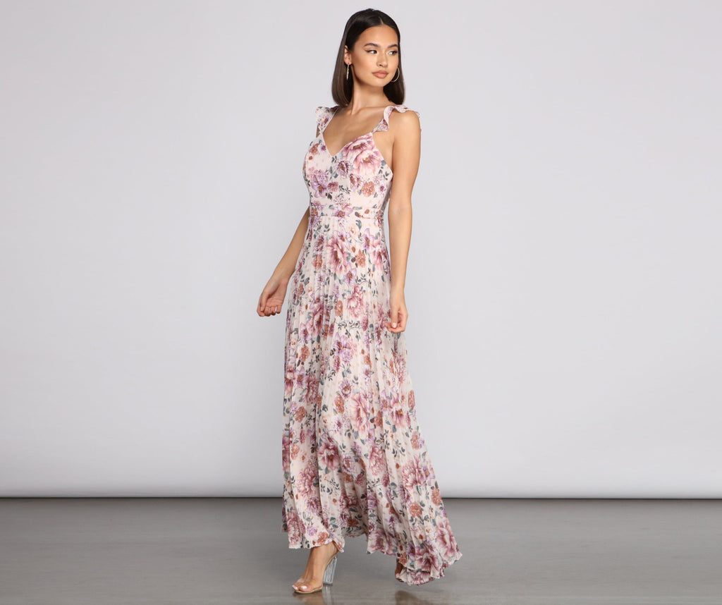 Ava Formal Floral Pleated Dress