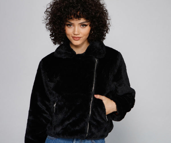 Rebel Chic Faux Fur Moto Jacket