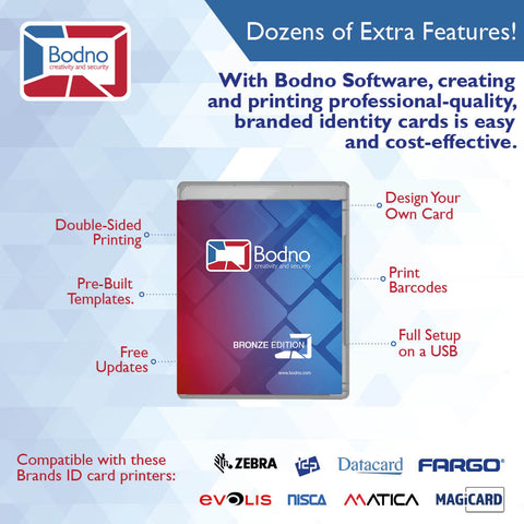 Bodno Bronze ID card Software compatible with magicard, evolis, fargo, zebra, matica, idp, datacard, nisca