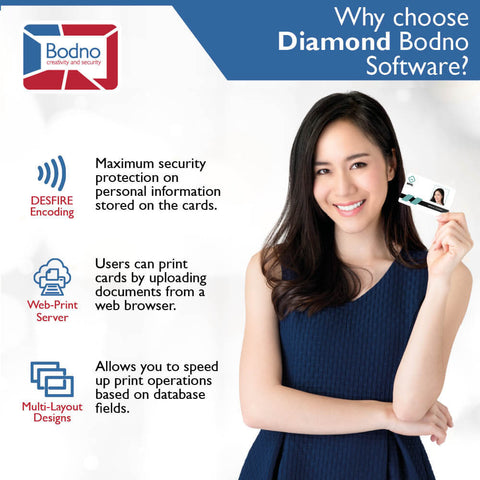 Bodno Diamond ID card Software compatible with magicard, evolis, fargo, zebra, matica, idp, datacard, nisca