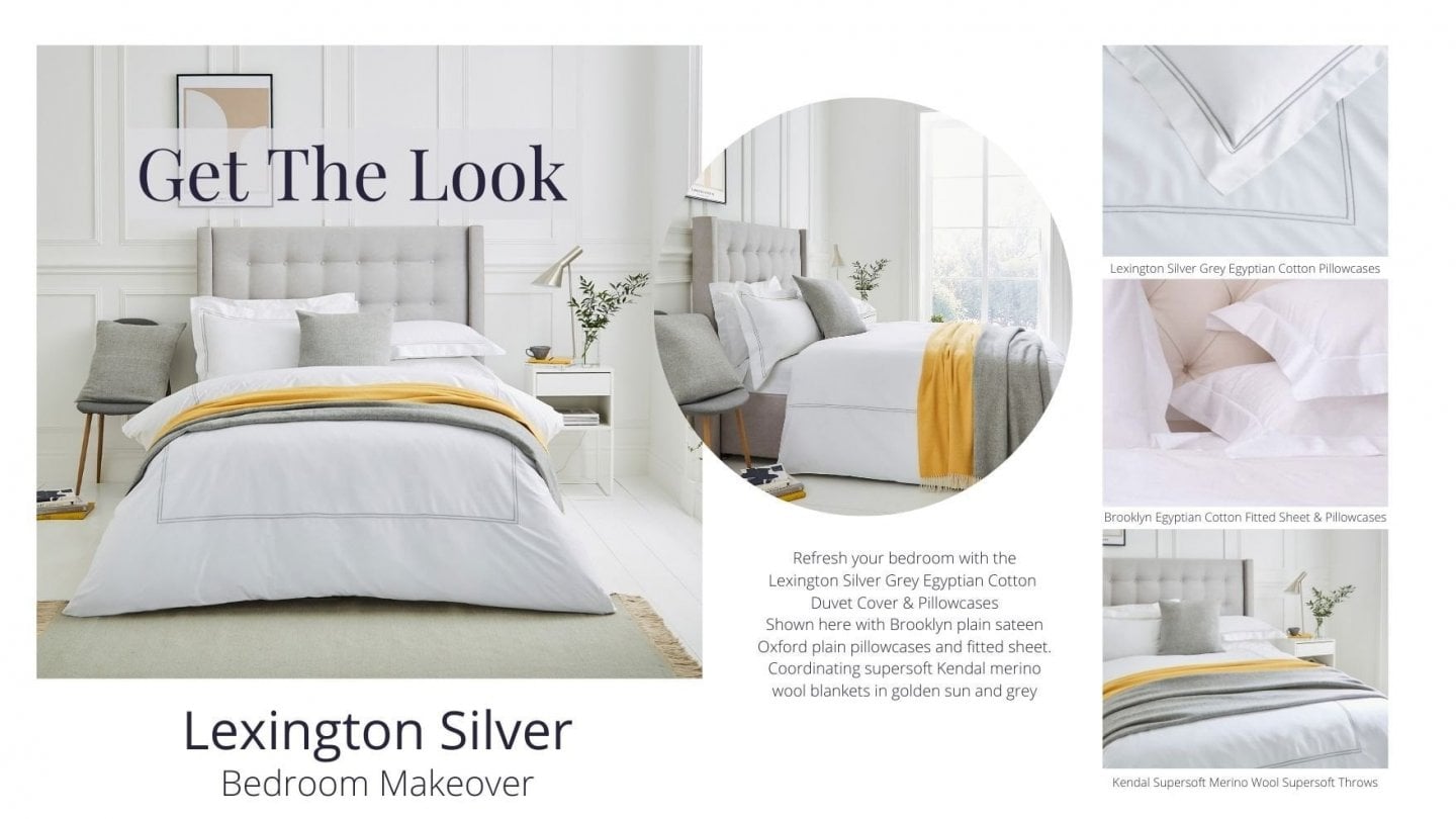 LEXINGTON SILVER GREY BED LINEN WITH KENDAL BLANKETS