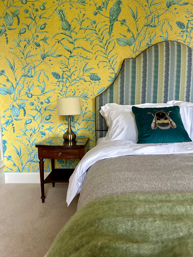 Shore Hall bedroom with bed linen by The Fine Cotton Company