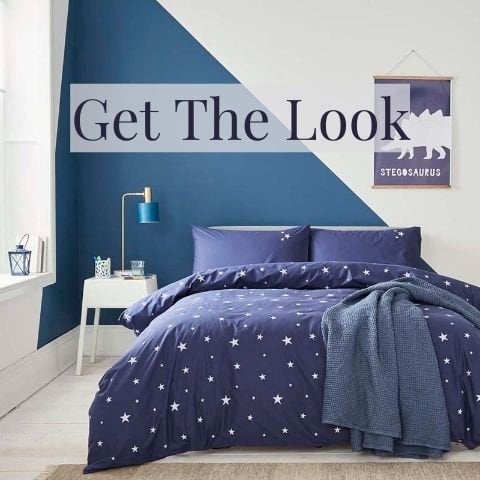 SCATTERED STARS NAVY BLUE DUVET COVER & PILLOWCASE