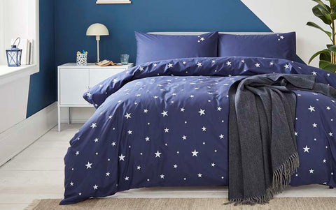 Scattered Stars Navy Bedding, Duvet Cover, Pillowcases