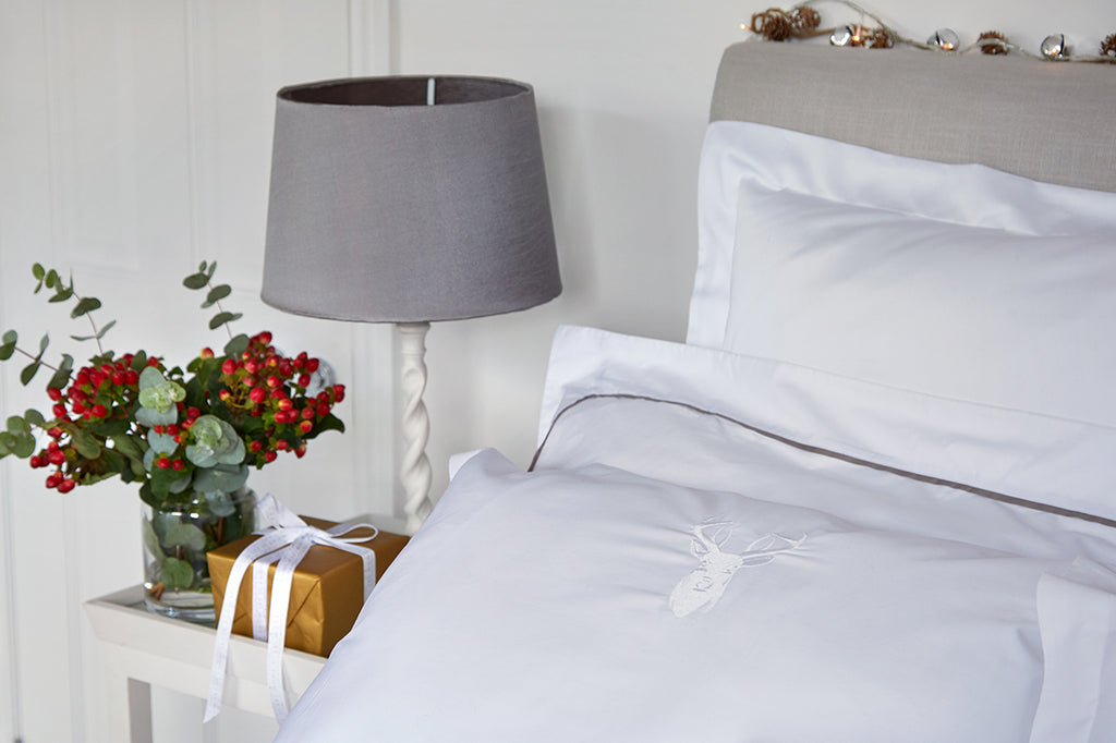 Guest bedroom for Christmas by The Fine Cotton Company
