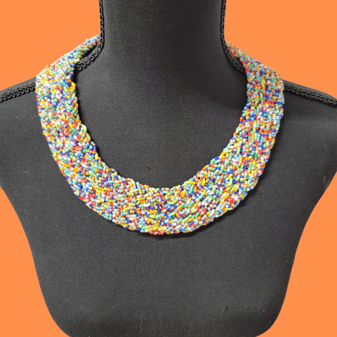 Interwoven Multi layered Beaded Necklace