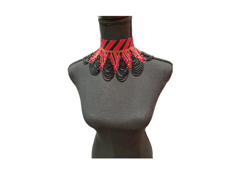 Large Red, Black & Gold Malaika Choker