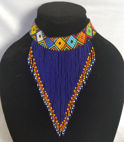 Multi-colored Choker With Blue Strands