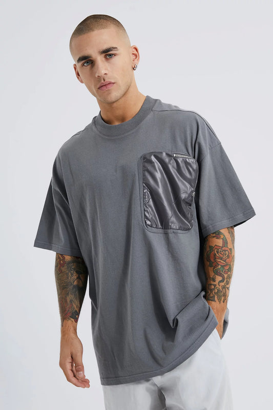 Oversized Extended Neck Waffle T-shirt