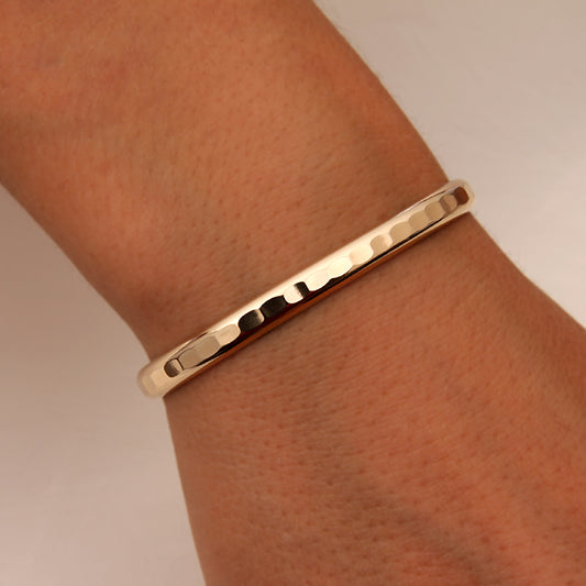 slim hammered 14k gold cuff