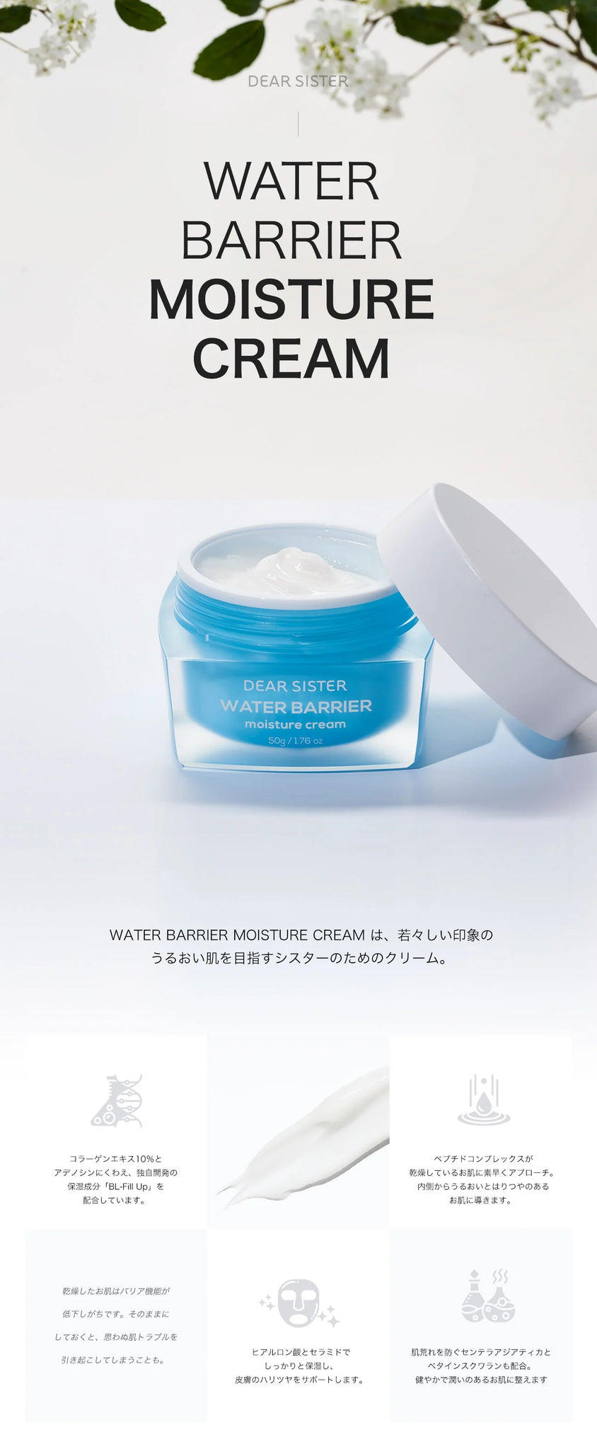 Dear Sister Water barrier Moisture Cream 50g GLAM SECRET