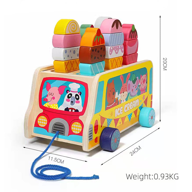 Wooden ice cream truck toy magnetic DIY ice cream kids wooden toy 1 buyer wooden toys;educate;parents;child;baby;study;puzzle