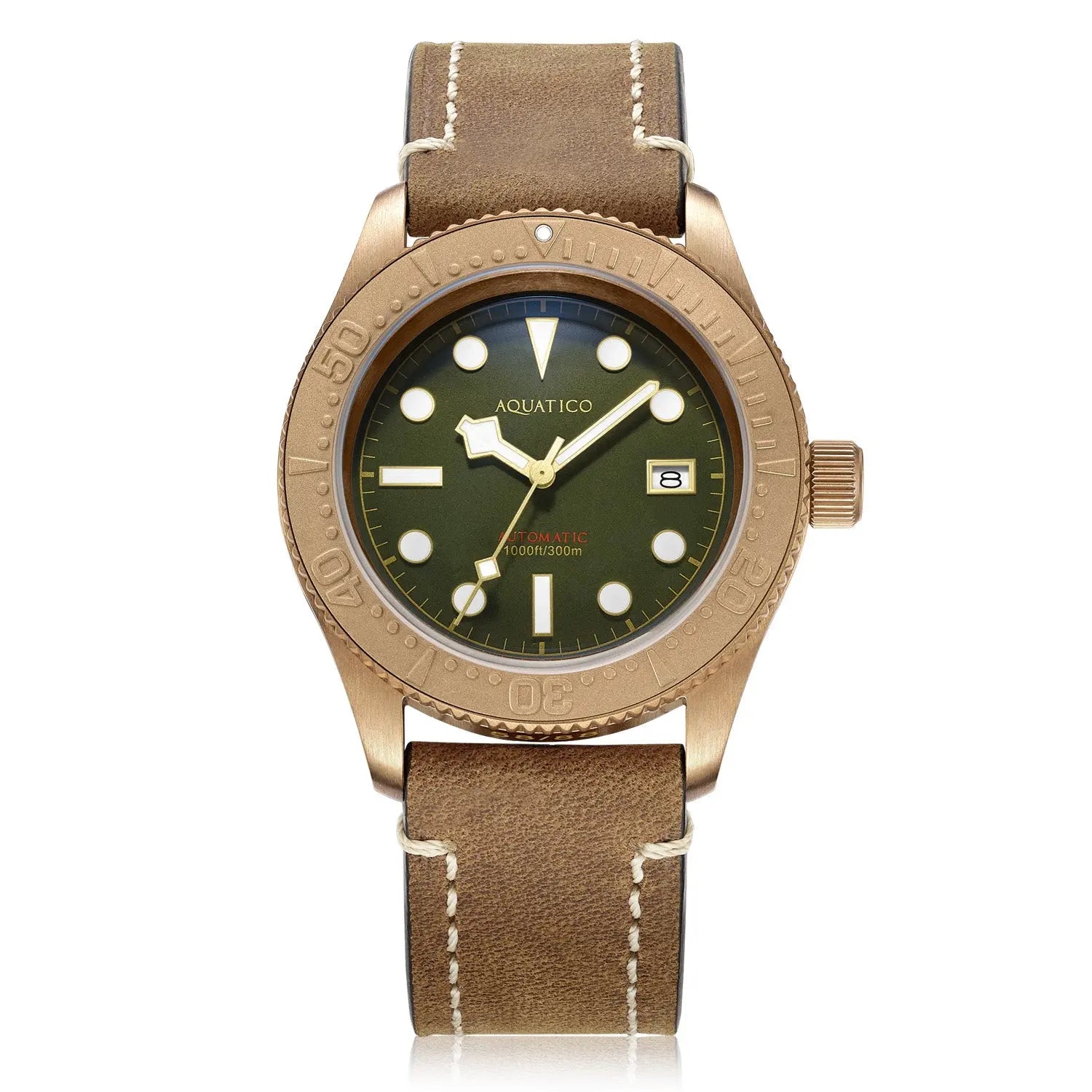 Aquatico Bronze Sea Star Green Dial Dive Watches for Men - Aquatico