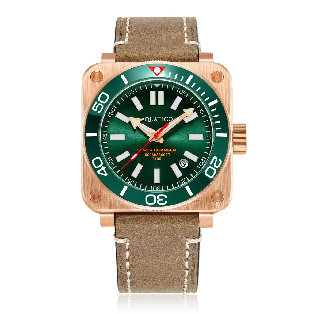 Aquatico Super Ocean Green Dial (SWISS MADE Sellita sw200-1) T100 tritium  watch