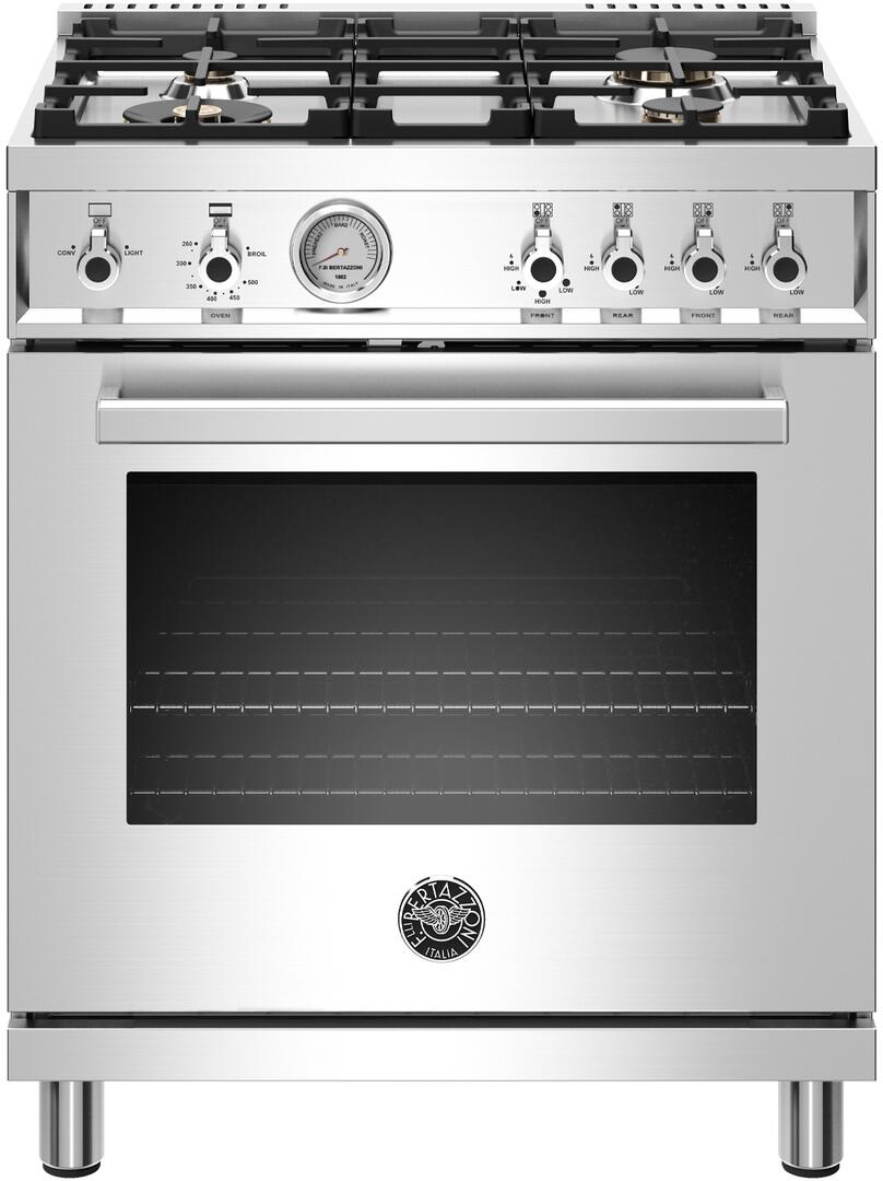 Bertazzoni | 30" Professional Series range - Gas oven - 4 brass burners - LP version | PROF304GASXTLP
