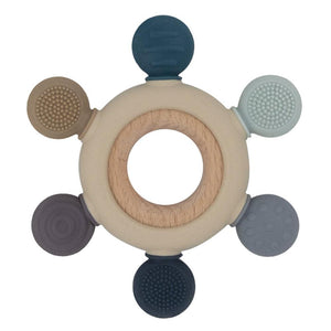 The Living Textiles - Multi-Surface Teething Wheel Steel Blue - Twostreetsover