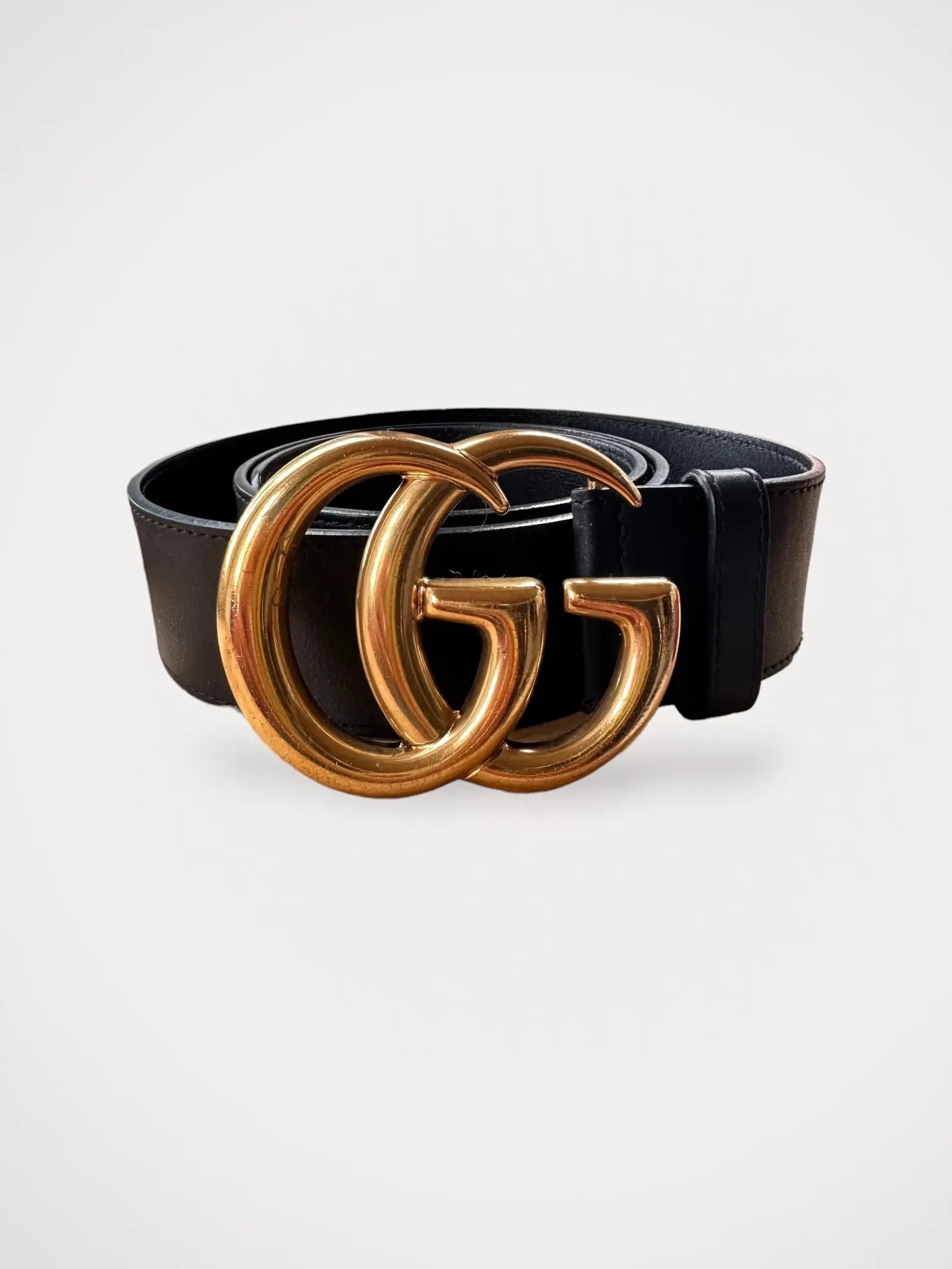 Image of Gucci Gg Marmont Leather Belt With Shiny Buckle-skinnbälte