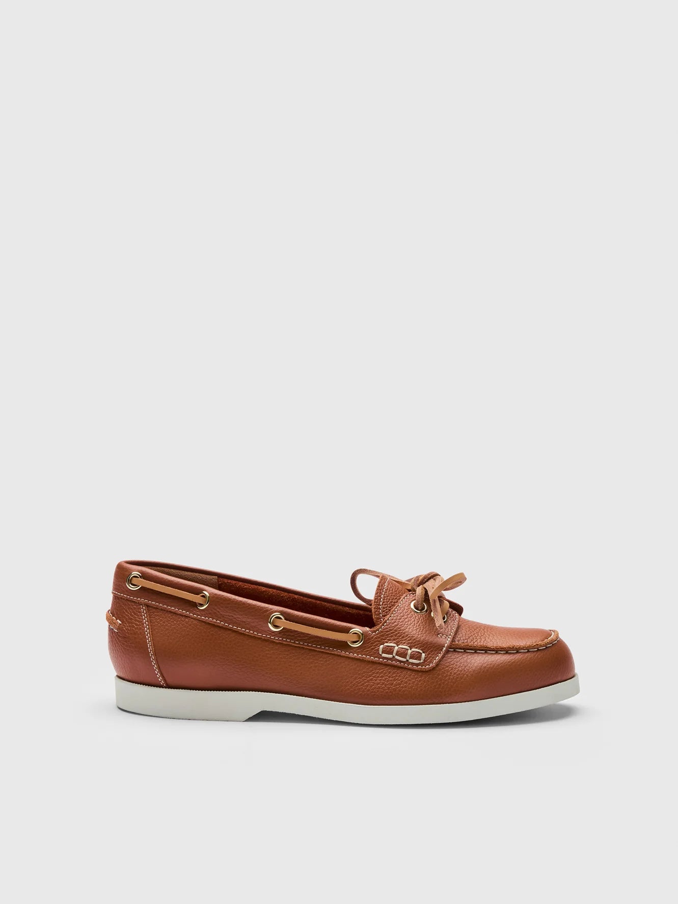 image of ATP Atelier Nesso Brandy / Contrast Stitch Leather Boat Shoes-skinnloafers