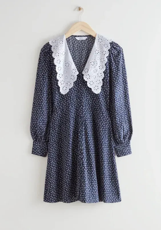 image of & Other Stories Printed Statement Collar Mini-klänning NWOT