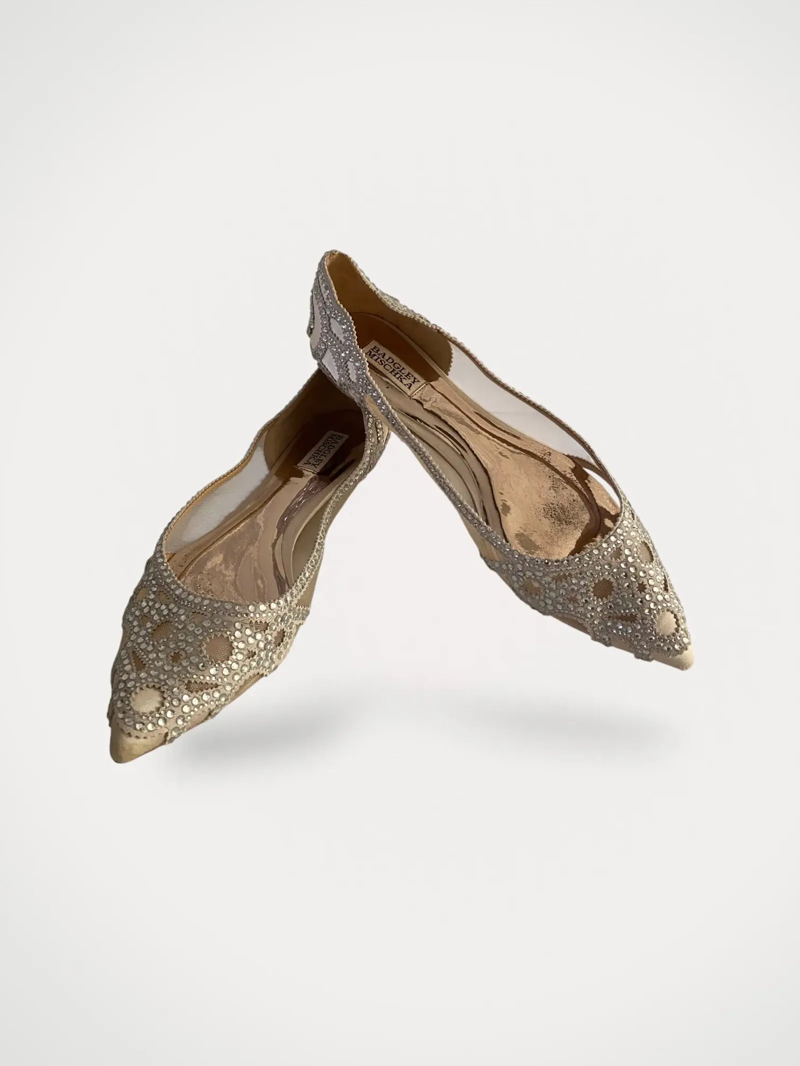 image of Badgley Mischka Gigi Flat Ivory-ballerinaskor