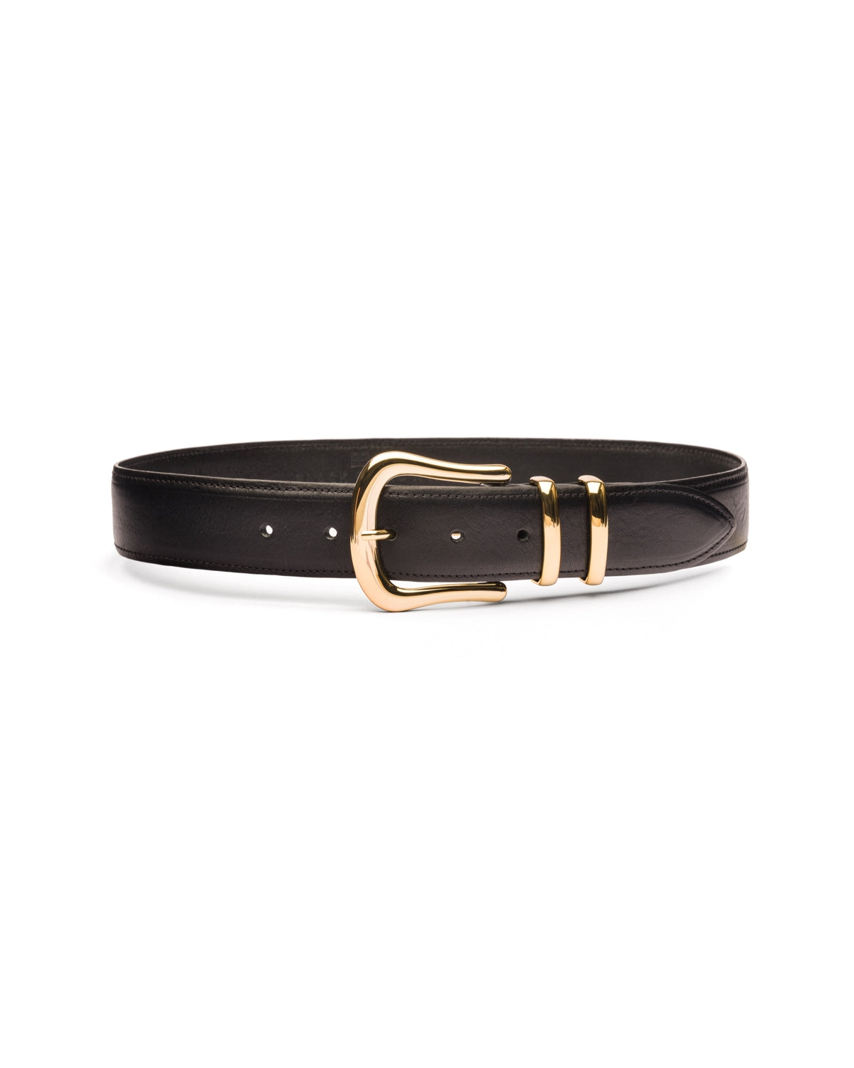 Marina silver buckle leather waist belt | Black & Brown London