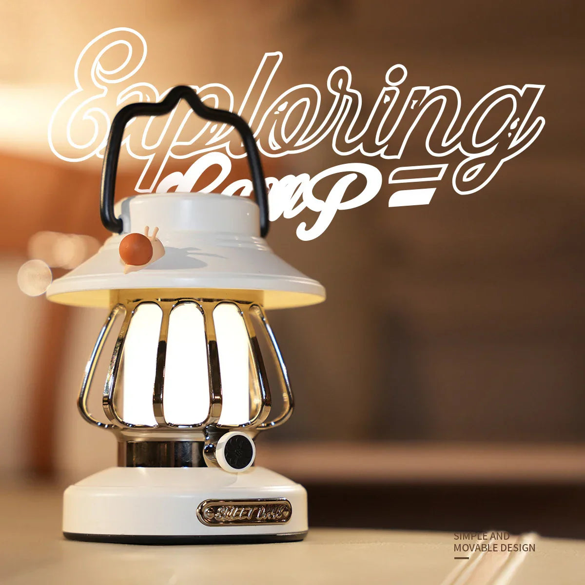 Camping Lantern Vintage Portable LED - beige