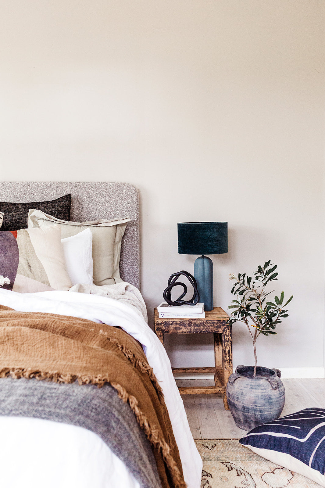 Vintage Stool As A Bedside Table