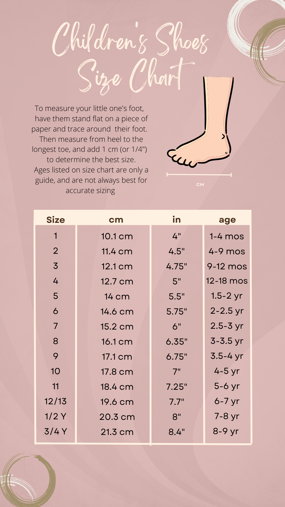 shoe size chart