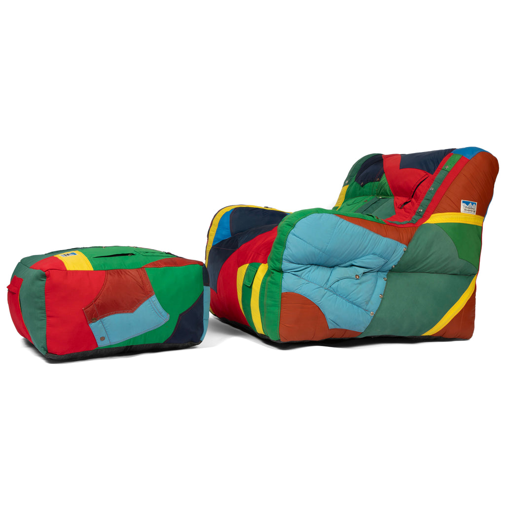 Upholstered chair with outdoor fabric