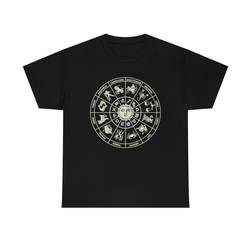 Zodiac Wheel | Unisex | Heavy Cotton | T-Shirt | Horoscope | Constellations | Astronomy | Celestial | Gift