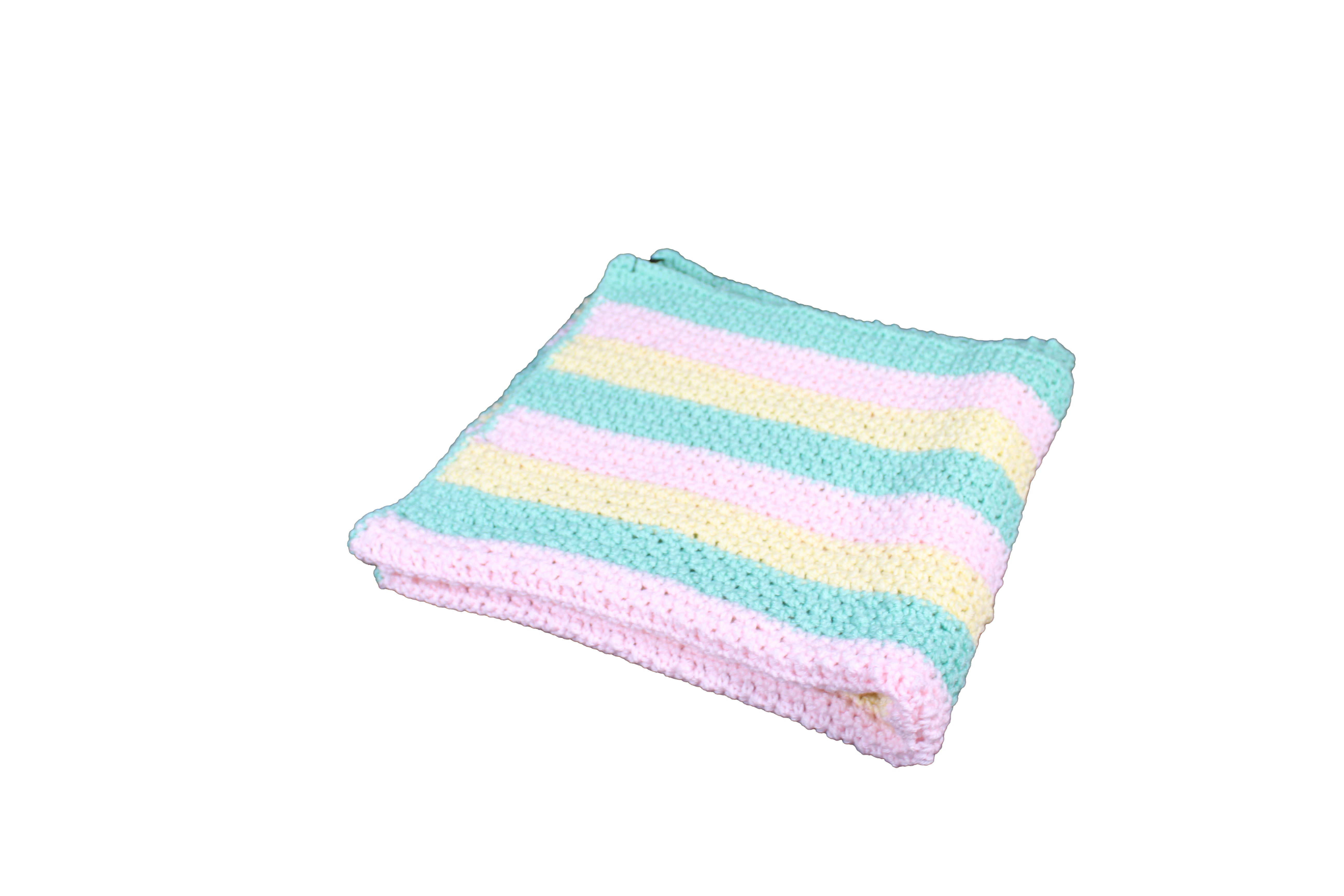 Pink, Green an Yellow Baby Afghan