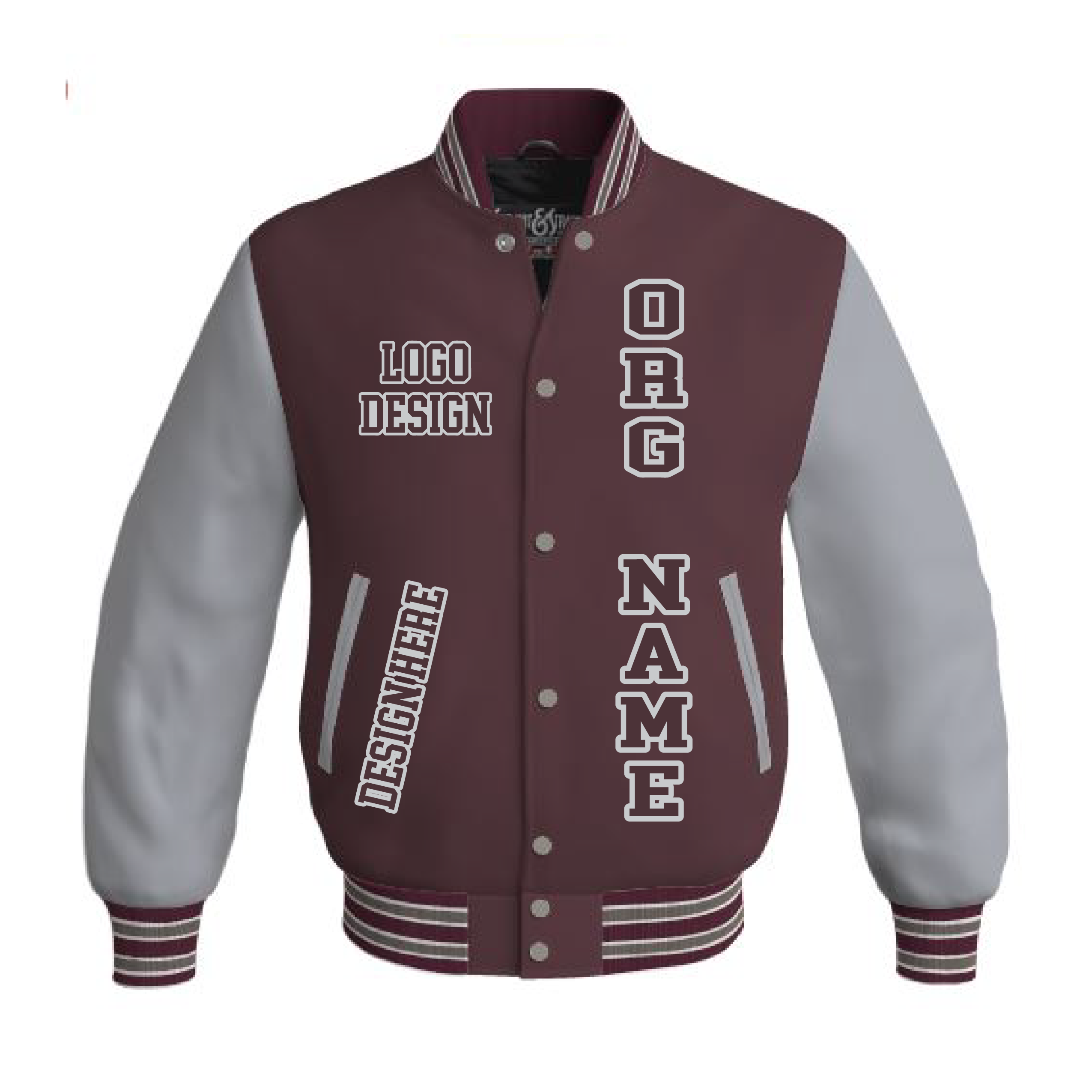 White Faux Leather Sleeves Maroon Wool Varsity Jacket