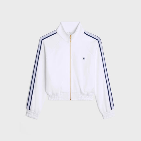 TRACKSUIT JACKET IN DOUBLE FACE JERSEY OFF WHITE / NAVY