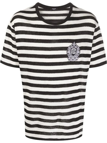 t-shirt with a logo patch and sailor stripes from Balmain
