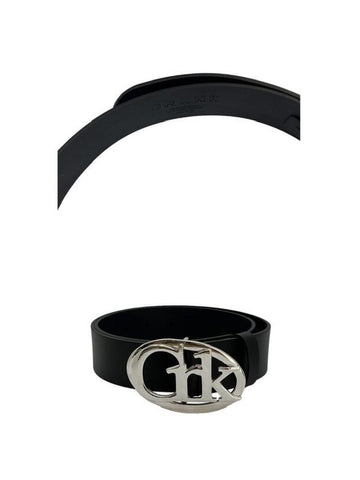  LOGO BUCKLE LEATHER BELT_BK 