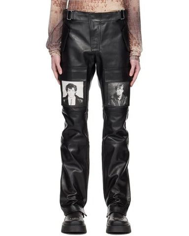 MISBHV Men's Black Self Portrait Leather Trousers