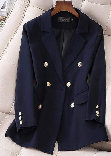 Blackpink Lisa-Inspired Navy Blue 6 Button Jacket – unnielooks