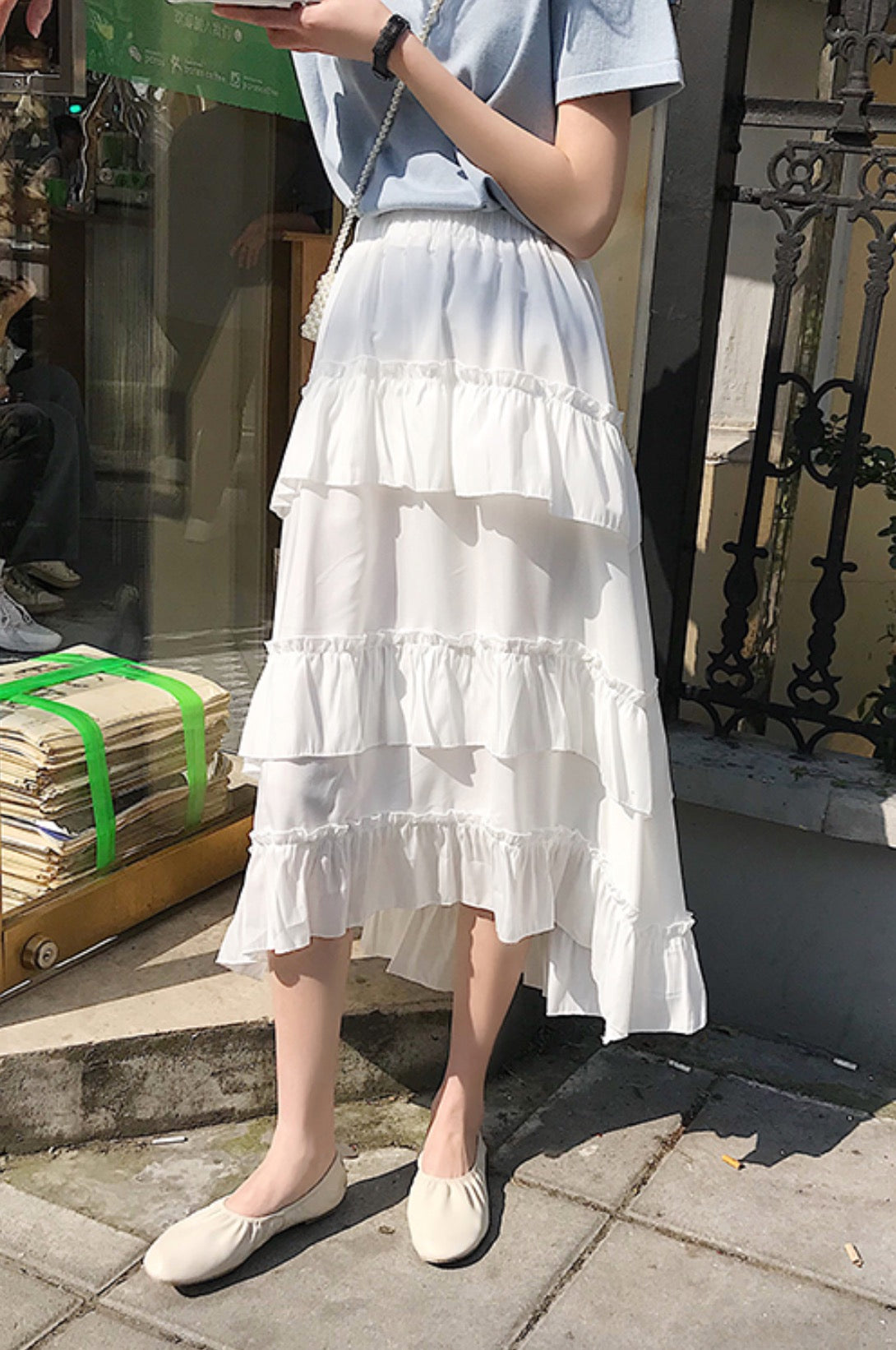 Blackpink Jennie-Inspired White Layered Ruffle Skirt – unnielooks