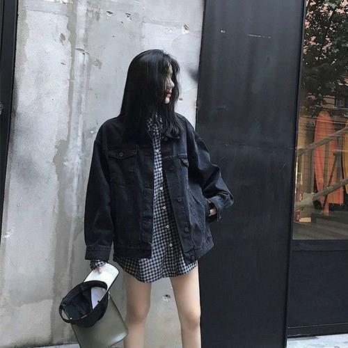 BTS Jungkook Inspired Oversized Black Denim Jacket