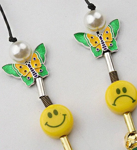 Txt Yeonjun Inspired Yellow And Green Smiley Pearl Dice Necklace Unnielooks 3107