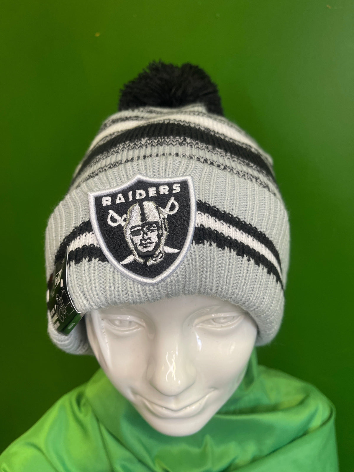 Las Vegas Raiders Beanie New Era Fresh Stripes Knit Hat Black