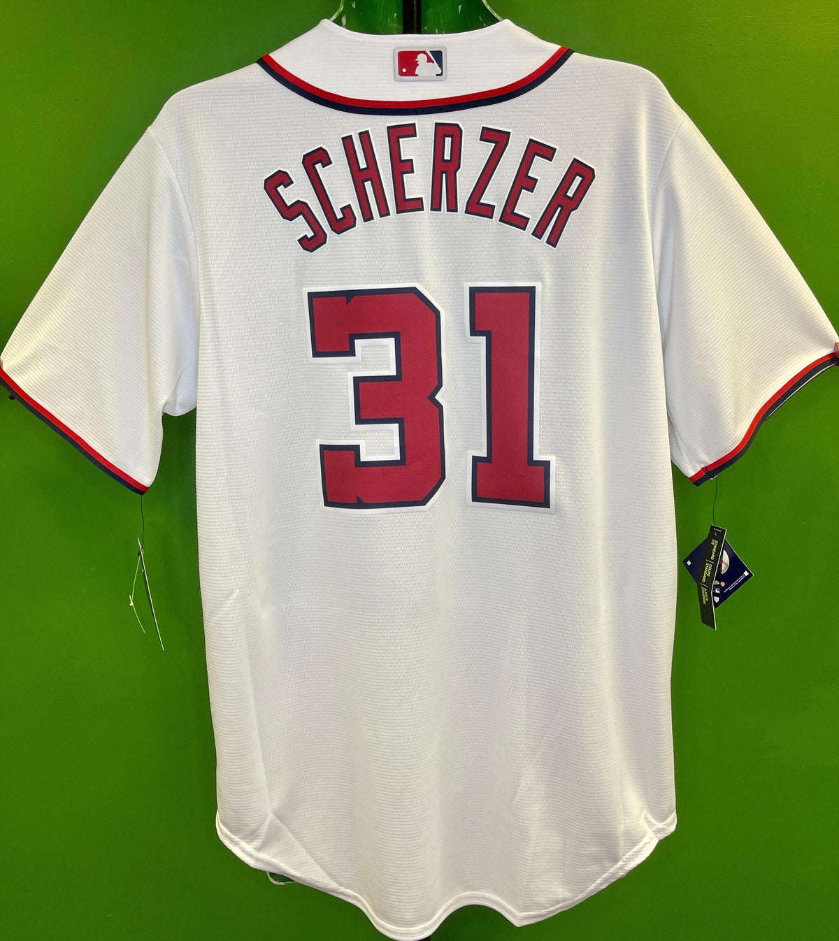 Men's Washington Nationals #31 Max Scherzer Navy Blue Jersey on