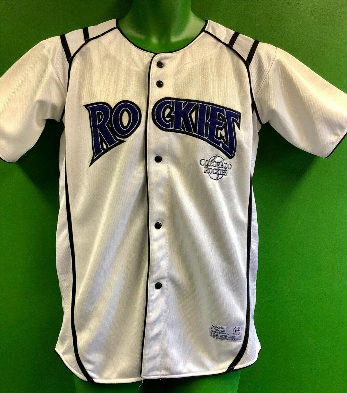 Men's True-Fan White/Black Colorado Rockies Pinstripe Jersey