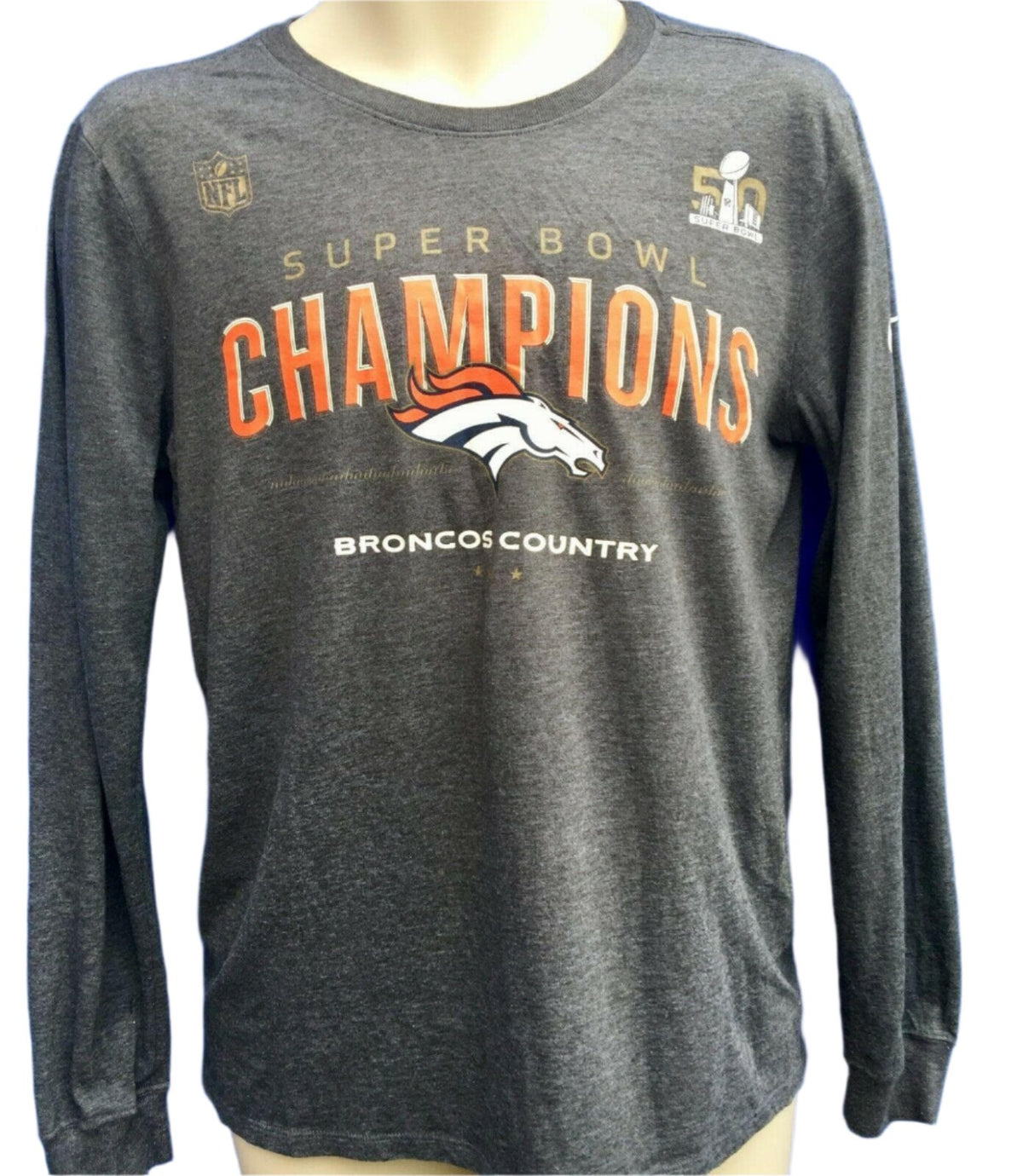 Denver Broncos Super Bowl 50 Champion L/S T-Shirt Size: XX-Large Gray