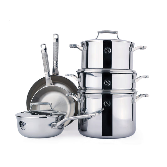 Candy Apple Red Tri-Ply Stainless Steel 8-Piece Cookware Set KC2SS08PC