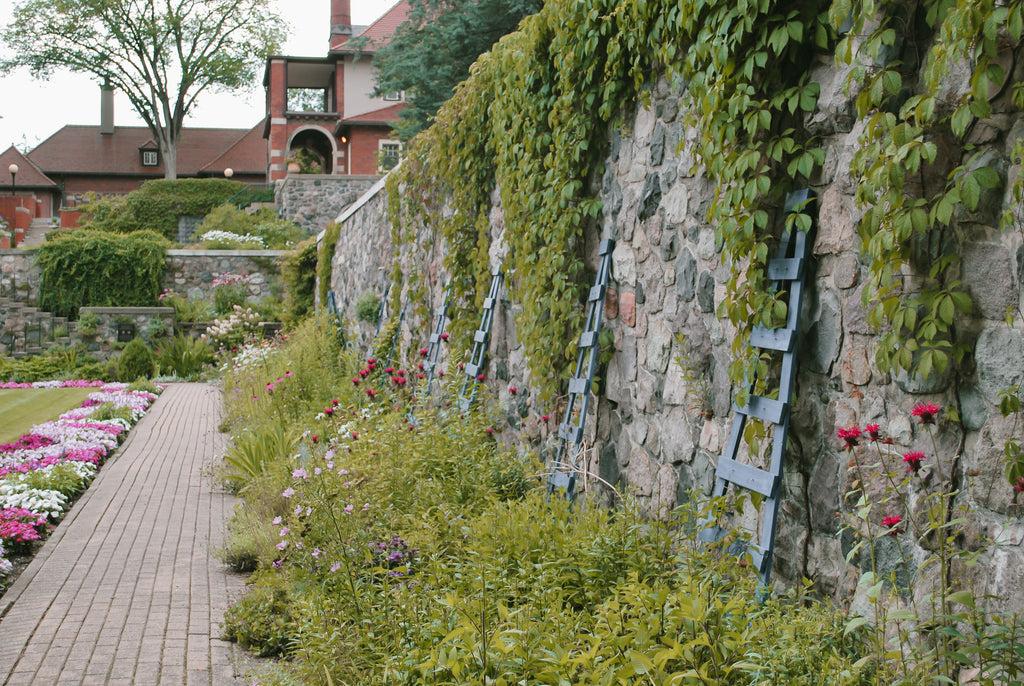 The sunken walled garden at Cranbrook House in Bloomfield Hills, MI