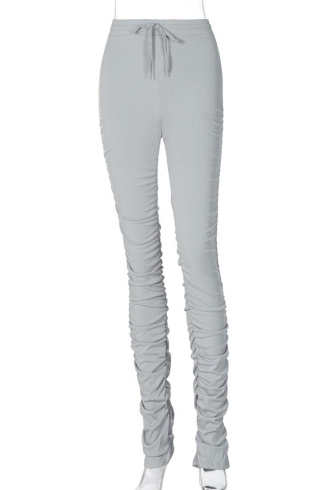 Grey Ruched Bodycon Jogger Pants