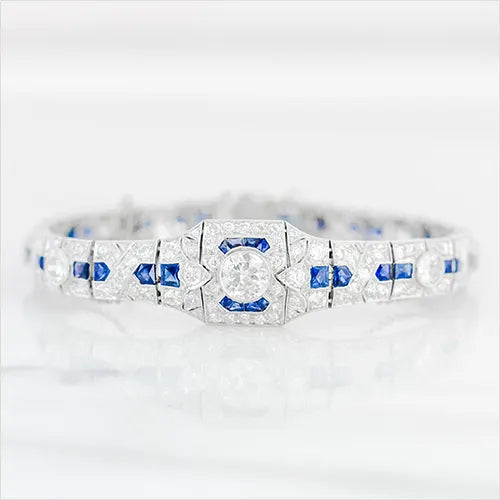 BLue gemstone and diamond estate ring